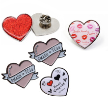 Wholesale Custom Design Branded Hard Enamel Epoxy Heart Shaped Pin Badges With Logo